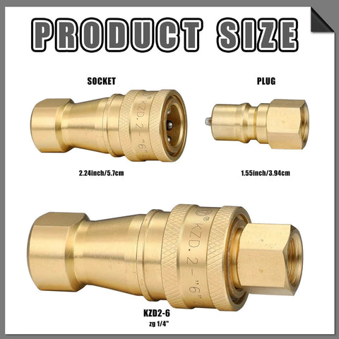 Two Pack Quick Disconnect Coupler Valve Kit For Carpet Cleaning Wands And Truck Mount Systems, Brass Quarter Inch Quick Connect Fittings