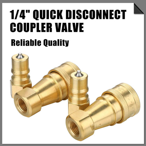 Two Pack Quick Disconnect Coupler Valve Kit For Carpet Cleaning Wands And Truck Mount Systems, Brass Quarter Inch Quick Connect Fittings, Pressure Washer Adapter Replacement Set