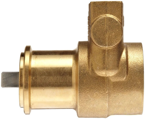 Side view of Procon 102A140F11PA Brass Rotary Vane Pump, 3/8" NPTF, 154 GPH, showing brass body and connection features.