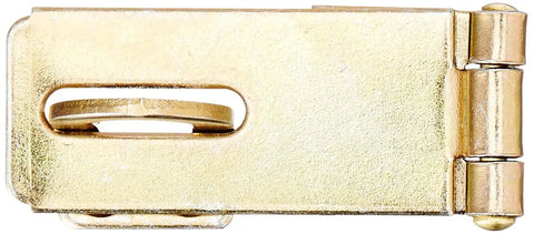 1-3/4 Inch Brass Safety Hasp with Rigid Non-Swivel Staple for Interior and Exterior Use, Durable Hot Rolled Steel, Secures Doors and Boxes