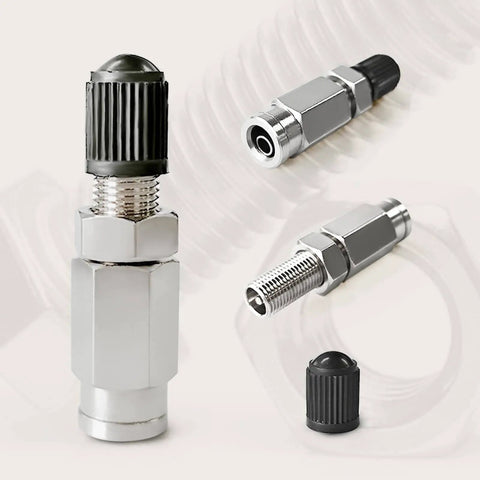 Two Pack Brass Schrader Air Valve with Push To Connect for 1/4 Inch Air Line Tubing, Inflation and Deflation for Air Suspension Bags