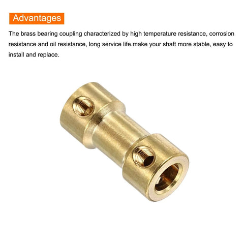 10 Pack 5mm to 5mm Brass Shaft Coupling Joint Connector with Screws and Hex Wrench Flexible Motor Shaft Coupler