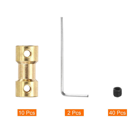 10 Pack 5mm to 5mm Brass Shaft Coupling Joint Connector with Screws and Hex Wrench Flexible Motor Shaft Coupler set