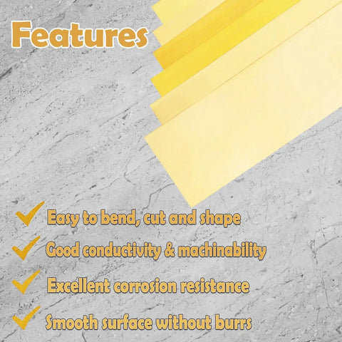 Brass Shim Stock Assortment 1 Inch By 6 Inch 6 Pieces With Thicknesses 0.002 0.004 0.006 0.008 0.012 0.016 Inches features
