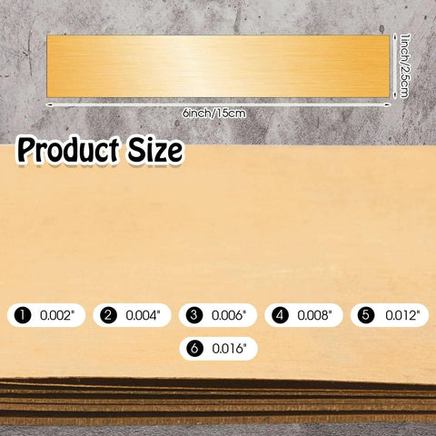 12 Pieces Brass Shim Stock Assortment 1 Inch Wide 6 Inch Long with Sizes 0.002 to 0.016 inch