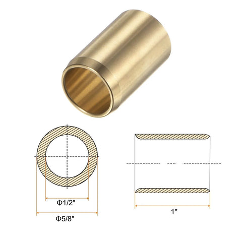 Two Pack Sleeve Bearings With Half Inch Bore Five Eighths Inch Outer Diameter And One Inch Length Wrapped Oilless Brass Alloy Bushings