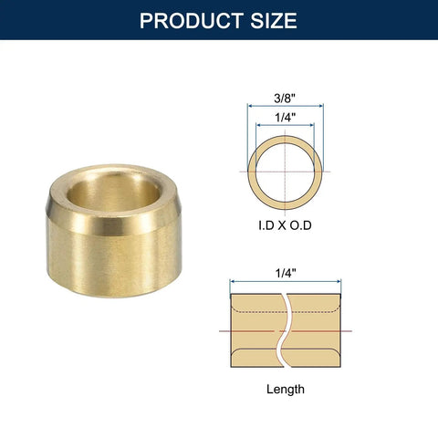 Cast Brass Sleeve Bearing With 1 Quarter Inch Bore, 3 Eighth Inch Outer Diameter, And 1 Quarter Inch Length Self Lubricating Plain Shaft Bushing