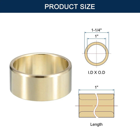 Diagram showing Brass Sleeve Bearing with 1 Inch Bore And A Quarter Inch Outer Diameter And 1 Inch Length Self Lubricating Bushing