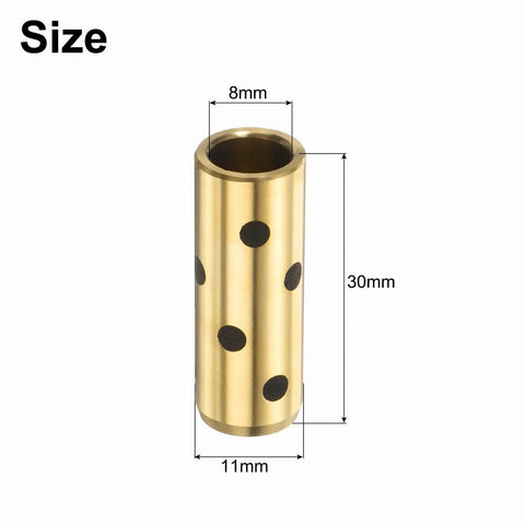 Single 4 Pack Sleeve Bearings 8mm Bore 11mm OD 30mm Length Brass Graphite Oilless Self Lubricating Bushings