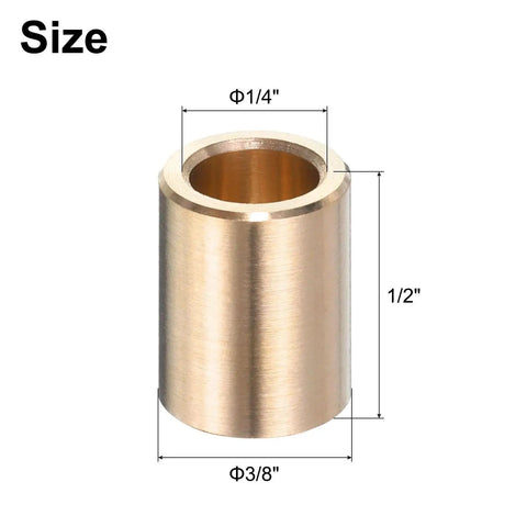 Set Of Four Self Lubricating Brass Sleeve Bearings With 1/4 Inch Bore 3/8 Inch Outside Diameter And 1/2 Inch Length For Linear Motion Reducing Friction Plain Bearings
