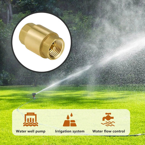 Brass NPT One Half Inch Spring Check Valve Two Pack With Female Threads Backflow Preventer for irrigation system.