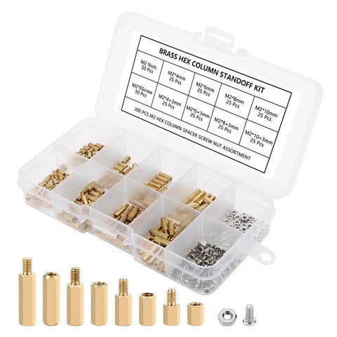 300Pcs M2 Brass Standoff Kit With Hex Column Spacers And Screws Motherboard Standoffs Nut Assortment In Box For PC Builds