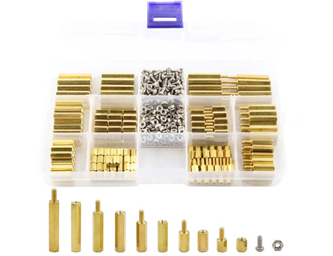 290 Piece M2.5 Hex Brass Spacer Standoff Kit With Screws And Nuts For Motherboard And Electronics Copper Yellow And Stainless Steel Assortment
