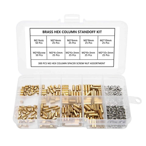 300Pcs M2 Brass Standoff Kit With Hex Column Spacers And Screws Motherboard Standoffs Nut Assortment In Box For PC Builds Laptop Repairs And DIY Electronics