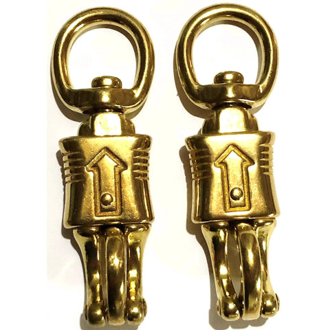 Two Pack Solid Brass Quick Release Panic Snap With Round Swivel One Inch By Four And One Half Inch Leash Hardware for Leads and Get Back Whips