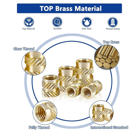Brass Threaded Inserts Kit For 3D Printing M2 To M5 With 380 Pieces Knurled Heat Set Inserts For Plastic Parts And Electronics Assembly