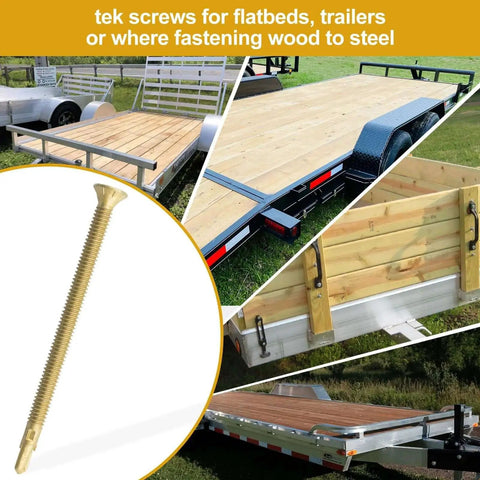 14 x 4 Inch Reamer Tek Torx Star Head Self Drilling Screws With T30 Head Brass Pack Of 25 For Wood To Steel Fastening