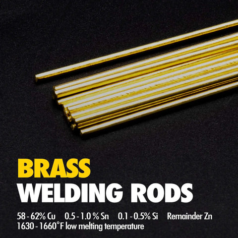 Brass Brazing Rods 40 Piece Pack for Easy Flow Welding displayed on black background