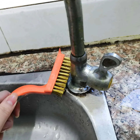 Wire Brush 3Pcs Brass/Stainless Steel/Nylon Wire Brushes for Cleaning Rust Bristle Brush Set around sink tap