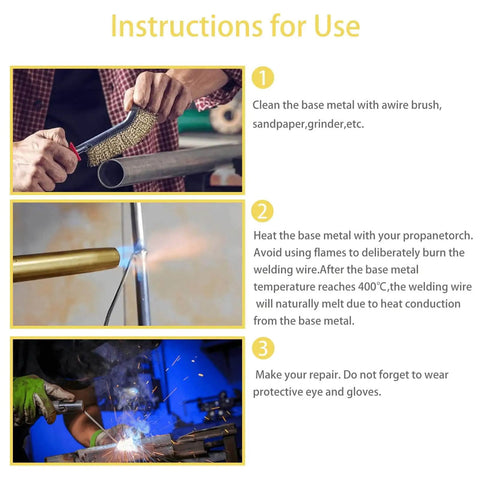 Instructions for using 55 Pcs Aluminum Brazing Rods Set For Welding Aluminum Low Temperature Easy Melt No Flux Required