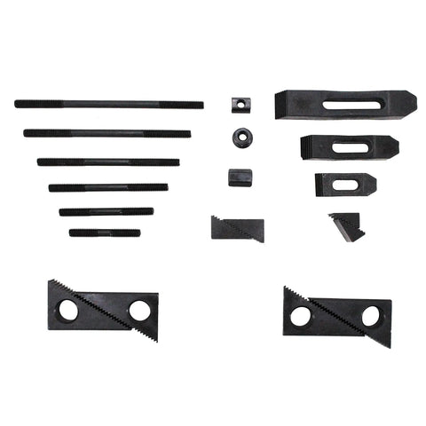 Hold Down Clamp Clamping Set Kit For Bridgeport Mill Five Eighths Inch Slot And One Half Inch Stud Includes TN-0212 T Nuts Step Clamps