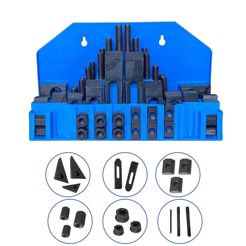 Hold Down Clamp Clamping Set Kit For Bridgeport Mill Five Eighths Inch Slot And One Half Inch Stud Includes TN-0212