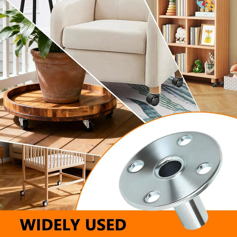 8 Pcs Broad Brimmed Caster Socket Kit With 32 Stainless Steel Screws For Seven Sixteenths Inch Caster Stems Durable Inserts