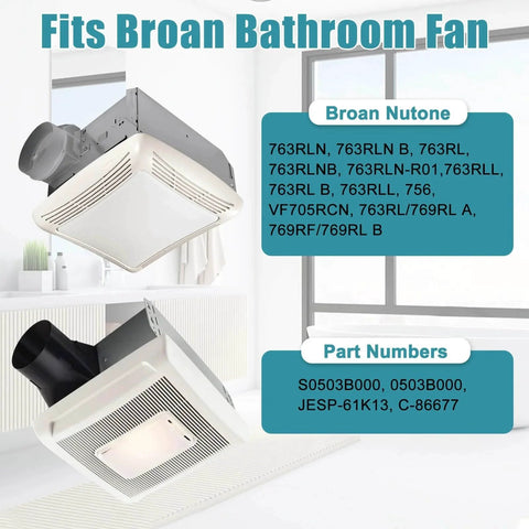 763RL B Unit, 763RLN B Unit, S0503B000 Bathroom Fan Motor Assembly for Broan Nutone 763RLN, 769RF/769RL B, 763RL/769RL A, 763RLL, 763RLN-R01
