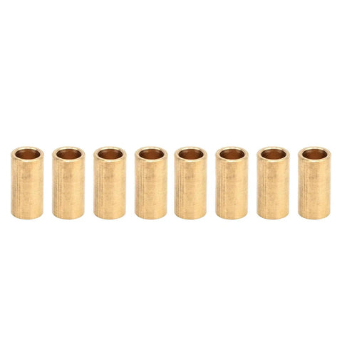 8 Piece Bronze Bushing Set Copper Plain Sleeve Bearing 8mm X 11mm X 22mm Oilless Brass Construction arranged in a row