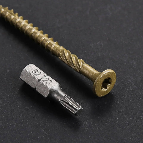 Size 10 Deck Screws 3 Inch Bronze Exterior Wood Screws 137 Pack Epoxy Coated Rust Resistant T25 Star Bit close-up