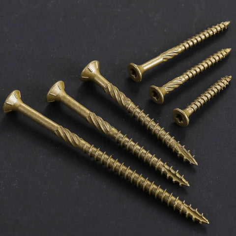 Size 10 Deck Screws 3 Inch Bronze Exterior Wood Screws 137 Pack Epoxy Coated Rust Resistant T25 Star Bit close-up