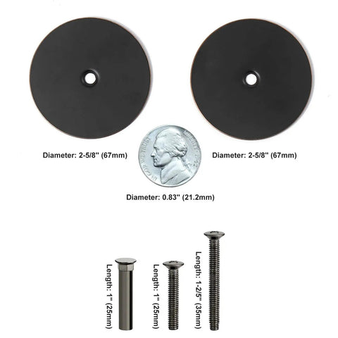 Oil Rubbed Bronze Door Hole Cover Plate Set fills unused knob and deadbolt openings, includes two 66mm plates and screws