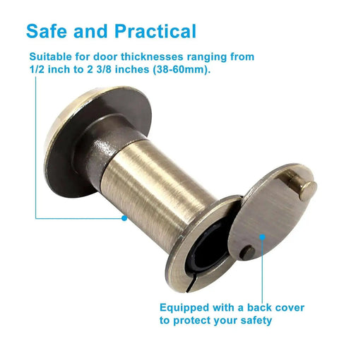 Antique Bronze Door Viewer Peephole With Adjustable Length, Solid Zinc Alloy Body, Heavy Duty Rotating Privacy Cover, Includes 16mm Drill Bit For 1-1/2 To 2-3/8 Inch Doors, High Definition Optical Glass Lens