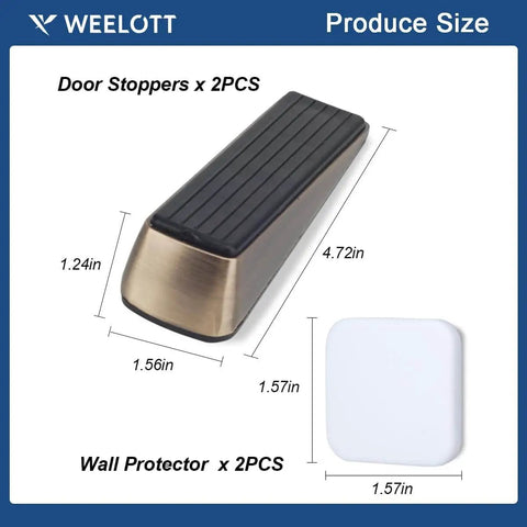 Antique Bronze Heavy Duty Door Wedge with Anti Slip Rubber Base Keeps Bottom Of Door Open and Prevents Slams Includes Silencer Pads
