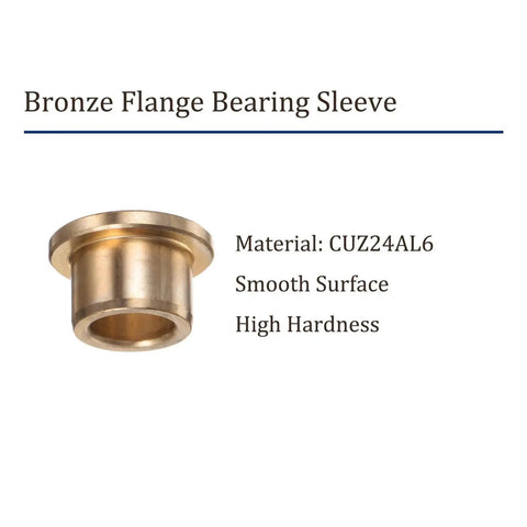 Bronze Flange Bearing Sleeve 13mm Bore 19mm Outer Diameter 15mm Flange Thickness Self Lubricating Bushing CUZ24AL6 Material