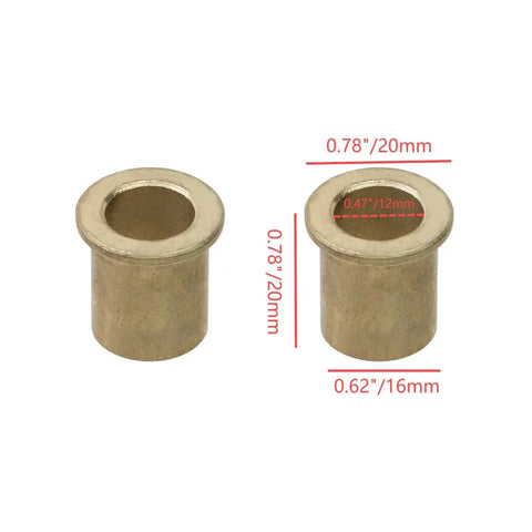 Flange Bearing Sleeve Set 6 Pcs Bronze Self Lubricating Bushings OD 20mm ID 12mm Length 20mm shown with dimensions