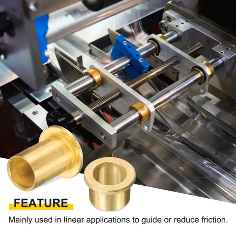 Pro Grade Heavy Duty Flange Sleeve Bearings Pack For Smooth Motion And Quiet Operation, shown installed in machinery.