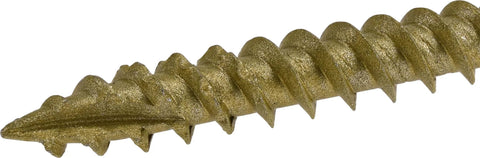 Close-up of Lag Screws 1/4 Inch x 1-1/2 Inch Star Drive Construction Screws Bronze Ceramic Coated Rust Resistant Heavy Duty Wood Fasteners