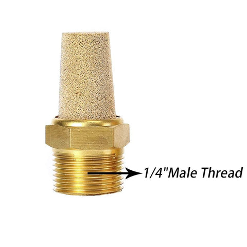 Air Pneumatic Mufflers, 1/4" Male Thread Sintered Bronze Exhaust Muffler Silencer with arrow pointing to thread