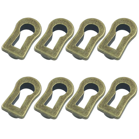 8Pcs Bronze Skeleton Key Covers For Furniture Keyholes Zinc Alloy Antique Style Keyhole Lids arranged in two rows