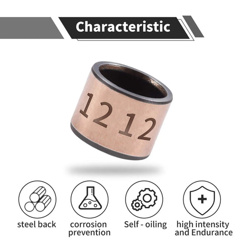Five Pack Sleeve Bearings With 12mm Bore, 15mm OD And 12mm Length Oilless Bronze Sintered Bushings For Printing, Textile And Hydraulic Transport Equipment, No Oil Needed, Low Friction, Quiet Operation, Durable Bushings