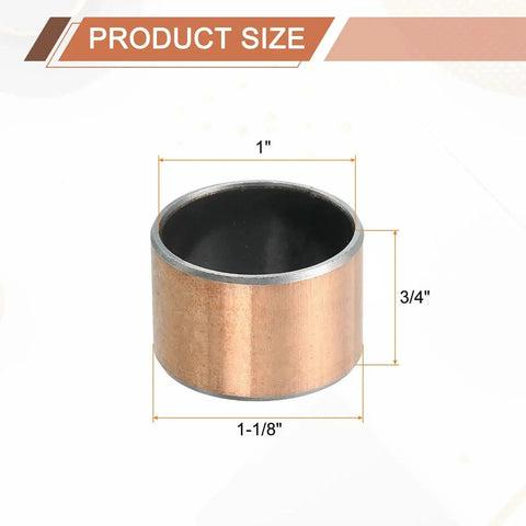 Two Piece Sleeve Bearings Set One Inch Bore, One And One Eighth Inch Outer Diameter, Three Quarter Inch Length Self Lubricating Oil Free Wrapped Bronze Sintered Bushings