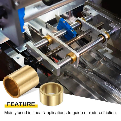 Three-Piece Self-Lubricating Sintered Bronze Sleeve Bearings in machinery, 30mm bore, 38mm outer diameter, showcasing installed application.