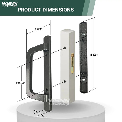 Bronze PGT Sliding Door Handle Set For Replacement And Repair, Fits 3-15/16 Inch Hole Spacing, Includes Screws And Latch Lever
