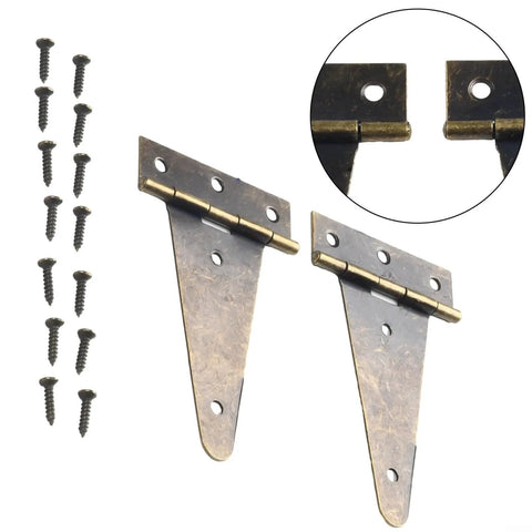 Set Of 2 Heavy Duty Bronze T Hinges For Barn Doors Cabinets Wooden Boxes And More 10.1 By 6 Centimeter Galvanized Iron Flat Hinge With Screws