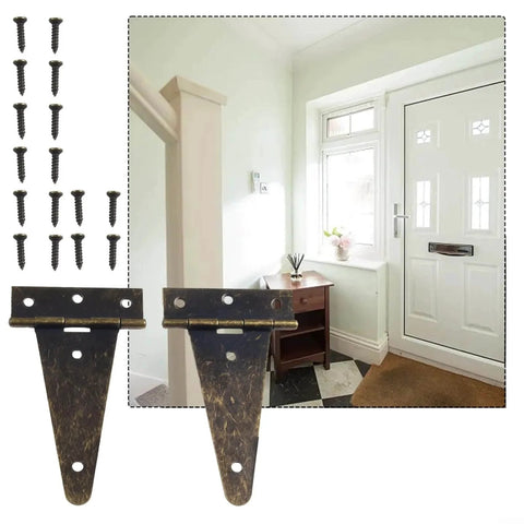 Set Of 2 Heavy Duty Bronze T Hinges For Barn Doors Cabinets Wooden Boxes And More 10.1 By 6 Centimeter Galvanized Iron Flat Hinge With Screws