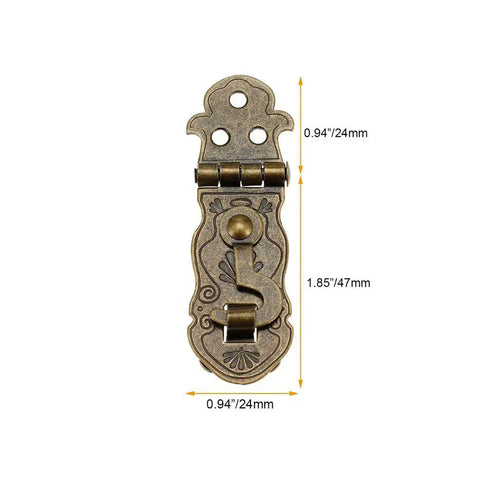 Front view of 2 Pcs Vintage Style Notebook Hasp Set Bronze Tone Iron Antique Box Latch With Screws 90 Degree Hardware for Diaries