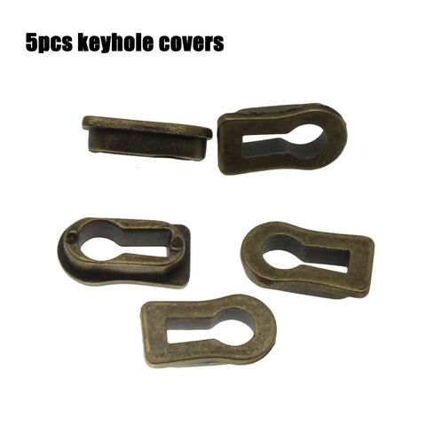 5 Pack Zinc Alloy Keyhole Covers in Bronze Tone for Dresser Furniture Lock Decoration Cabinets and Desks
