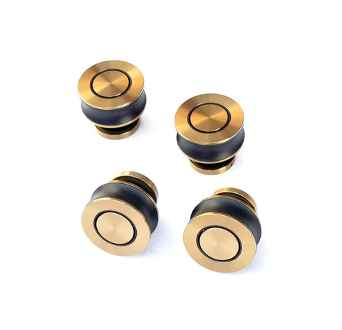 Close-up view of bronze rollers from 6.6ft Bronze Frameless Sliding Shower Door Hardware Set For Small Bathrooms Barn Style Rolling Track System In Stainless Steel With Bronze Finish No Glass Included Space Saving For Frameless Enclosures