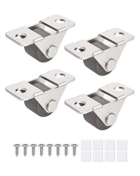 Mini Low Profile 0.5 Inch Caster Wheels Self Adhesive And Screw Mounted Rubber Casters Unidirectional Fixed Wheel Brown 4 Pieces